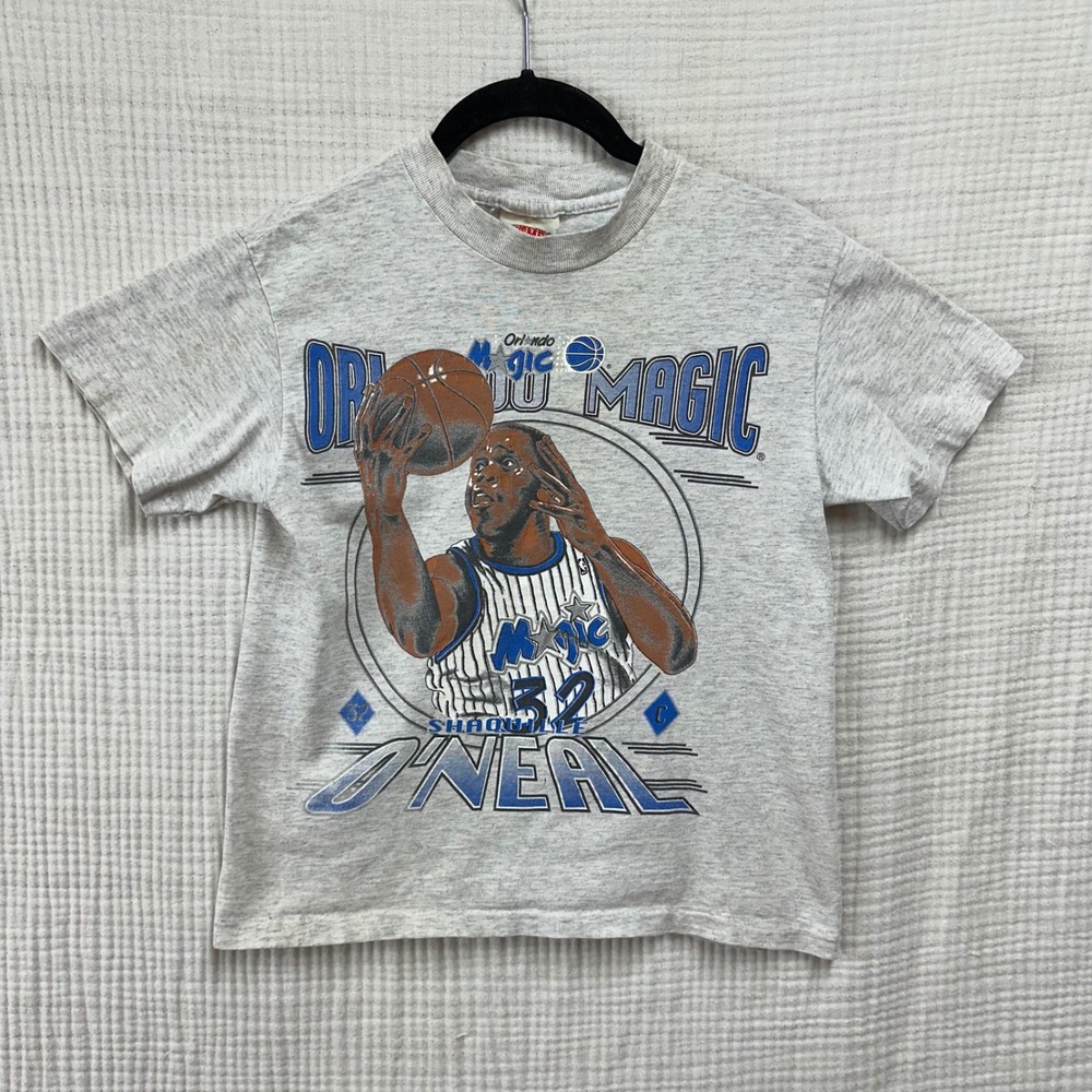 VTG  90s Nutmeg Shaquille O'Neal Orlando Magic Double Sided NBA Shirt S Youth